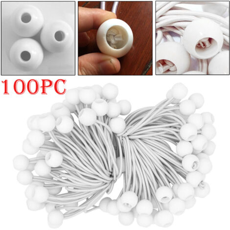 Youyijia 100 Stück Spanngummi mit Kugel 160mm Gummischlaufen Expanderschlinge Zeltgummis Planenspanner für Partyzelte Planen Plakate Werbebanner weiß (1/5)
