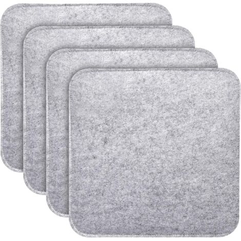 YORKING 4er Set Stuhlkissen, Quadratisch Filz Sitzkissen 35 x 35 cm Sitzauflagen für Bank, Sitzkissen mit rutschfesten Einlagen für alle Arten von Stühlen, für drinnen und draußen (Hellgrau) (1/5)