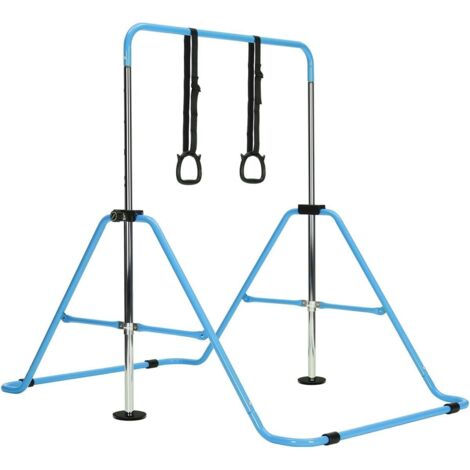 Youyijia Neady Kinder Gymnastik Reck Höhenverstellbare Trainingsstange für Zuhause, 5 Stufen 80130 cm, Gymnastikstange für Kinder, Stabiler Rahmen, Einfache Montage (Blau)
