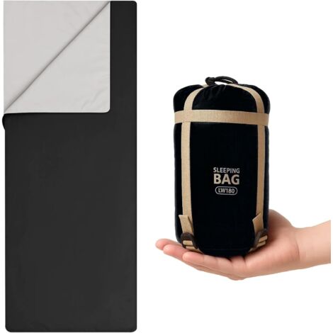 YORKING 860g Ultraleicht Deckenschlafsack 190 cm Envelope Sleeping Bag mit Zwei-Wege-Reißverschluss, Warm, Leicht & Tragbar für Camping, Rucksackreisen & Wandern (Schwarz) (1/5)