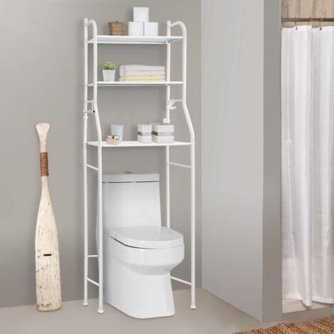Youyijia 3-stöckiges Über-Toilette Regal, Over Toilet Storage Unit aus Metall, Badezimmer Schrank Organizer, Schwarz oder Weiß, Modernes Badregal für Toiletten über Toiletten (Weiß) (1/5)