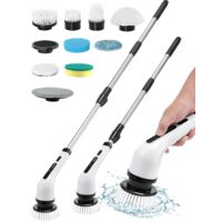 Youyijia Elektrische Spin Scrubber 9-in-1 Kabellose Reinigungsspinbürste mit 2 Geschwindigkeiten, 9 austauschbaren Bürstenköpfen, verstellbarem Griff Ideal für Toilette, Waschbecken, Böden, Badewa