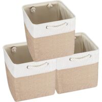 Trintion Zusammenklappbare Aufbewahrungsbox mit Griffen Stoff Aufbewahrungskorb für Regale Schränke und Schränke Langlebig und leicht Home Organisation (Khaki 3Stück, 25x25x25cm)