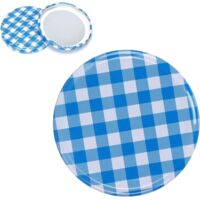 YORKING 100 Stück Twist Off Deckel Ersatzdeckel Verschlüsse Schraubdeckel für Sturzgläser to 82 mm Sturzglas Passend für 230/350 / 435 ml / 565 ml Einmachgläser Einkochgläser Blau Karriert