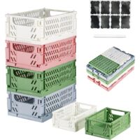 Generisch 6/4Stück Faltbox Set, Faltbare Aufbewahrungsboxaus Stabilem Kunststoff, Stapelbare Klappboxen mit Griff, Organisationskörbe für Küche, Bad, Büro, Wohnzimmer, Kinderzimmer, Schrank (4 groß+2