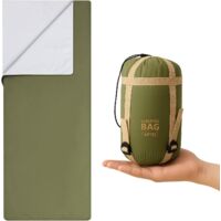 YORKING 860g Ultraleicht Deckenschlafsack 190 cm Envelope Sleeping Bag mit Zwei-Wege-Reißverschluss, Warm, Leicht & Tragbar für Camping, Rucksackreisen & Wandern (Grün)