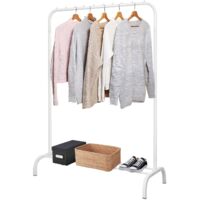Youyijia Portaabiti Portaabiti indipendenti Asciugatrice Camera da letto in metallo Portaabiti con scaffale inferiore Portaabiti per camera da letto (bianco)