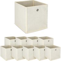 Trintion Set de 10 Caja de almacenamiento Caja plegable de tela con orificio 32 x 32 x 32 cm para Kallax Regales o divisores de espacio Beige