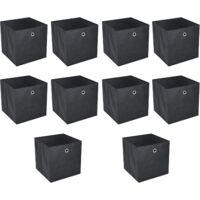 Trintion 10er Set Aufbewahrungsbox Faltbox Faltbare Stoff Faltkiste mit Fingerloch 32 x 32 x 32 cm für Kallax Regale oder Raumteiler Schwarz