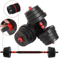 KingSaid Juego de mancuernas ajustables 30 kg con barra de conexión Mancuernas y pesas ajustables 2 en 1, dumbbell set con discos metálicos para halteres, fitness y home gym