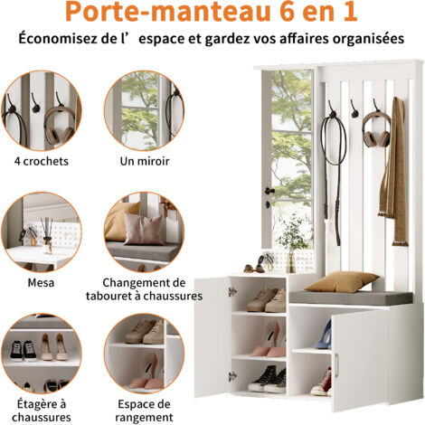 Attaccapanni Multiplo Inofix Con Ganci Mobili – 30x75 Cm, Bianco, Per Abiti, Asciugamani E Borse