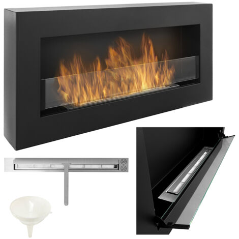 Cheminée au bioéthanol avec vitre ouvrable 90 cm. Cheminée murale bio avec flamme réglable