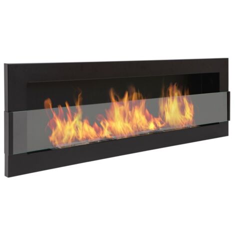 Cheminée au bioéthanol encastrable, murale 120 cm (120 × 40) avec vitre.