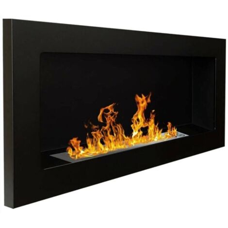 Frankystar – Cheminée bioéthanol murale 90x12x40 cm – Brûleur en acier inoxydable 0,75 L – Pour espaces intérieurs jusqu'à 25 m² – Écologique et sans fumée