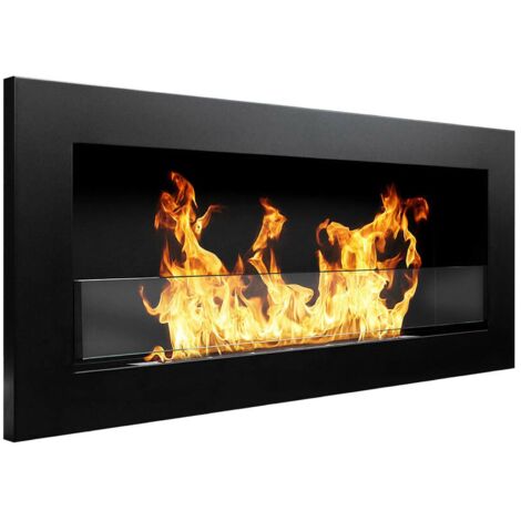 Cheminée bioéthanol Coprincipi, Capacité 0,75 L, Surface chauffée 25, Made in Italy, 90x12x40h cm, Noir