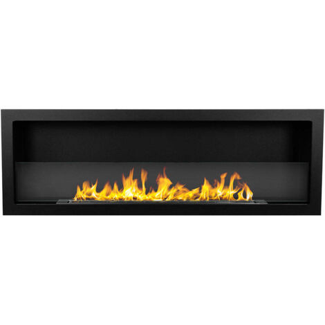Divina Fire – Cheminée bioéthanol murale encastrable 120x40 – Brûleur inox 1,25L – Puissance 3 kW – Surface chauffée jusqu'à 30 m²