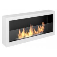 Cheminée éthanol murale S-LINE BOX 90 cm (900 mm) blanche, cheminée au bioéthanol