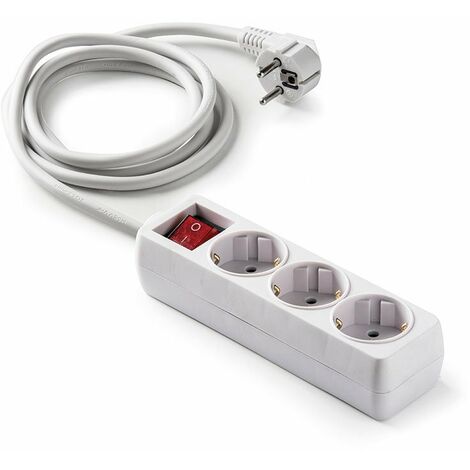 Regleta de Enchufes con USB, Enchufe Múltiple 3 Tomas y 3 USB (5V