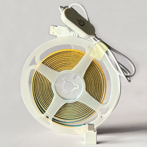 1 m 5V USB COB LED-Streifen, Helligkeitsspeicher, Kaltweiß 6000K, 400 LEDs, TV-/Monitor-Hintergrundbeleuchtung