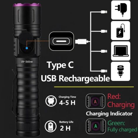 TUULKIT 7-in-1 Taschenlampe – Wiederaufladbar, USB-C, 4 Lichtmodi, Mit Karabiner