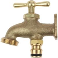 Massiver Messing-Außenwasserhahn, kompatibel mit Rohrverschraubungen – Ideal für Wohnsiedlungen, Sandkästen und Baustellen – Kein Wasseranschluss erforderlich