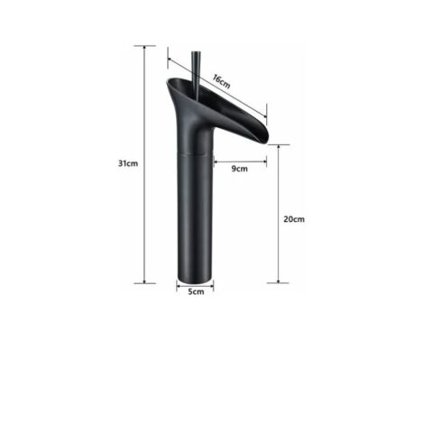 Rubinetto a cascata nero, miscelatore monoforo per lavabo, rubinetto