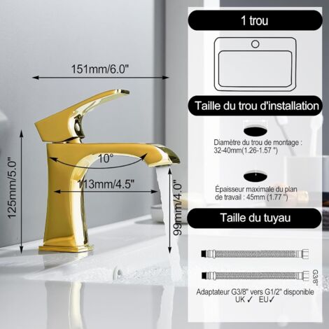 Rubinetto Per Lavabo A Cascata In Oro Spazzolato - Elegante Rubinetto Per Bagno Miscelatore In Ottone Per Acqua Calda E Fredda Con Tubo Di Ingress 96158423