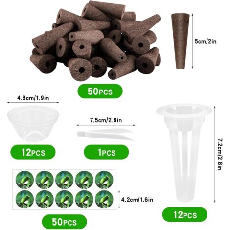 Set De 125 Esponjas De Cultivo Hidropónico – Incluye 50 Esponjas, 50 Etiquetas, 12 Cestas, 12 Fundas Aislantes Y Pinzas, Compatible Con Aerogarden Y Ciex