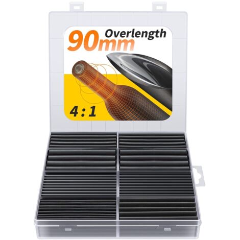 90 mm extra langes Schrumpfschlauch-Set – extra breiter Schrumpfschlauch mit hoher Schrumpfrate von 4:1, Schrumpffolie in Marinequalität – industrieller Schrumpfschlauch (1/5)