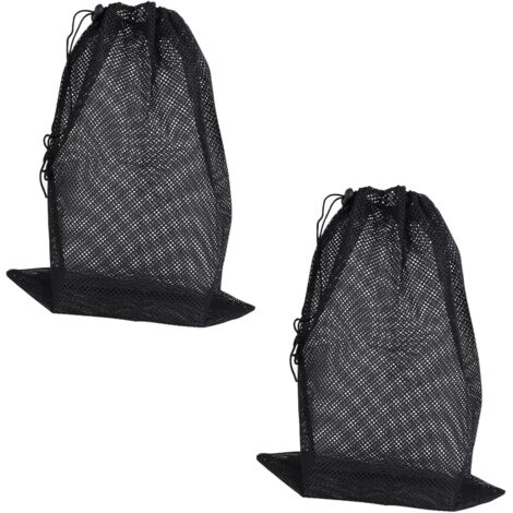 Set mit 2 Filterbeuteln für Wasserpumpen, 40 x 30,3 cm, mit verstellbarem Kordelzug, für Teiche, Schwimmbäder, Springbrunnen, Gärten und Aquarien (schwarz)