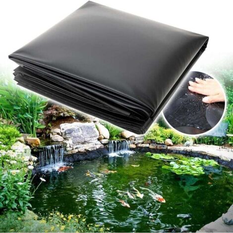 Teichfolie 2 m x 2 m, Teichfolie, Gartenteichfolie, flexible Teichfolie für Teiche, Springbrunnen, Wassergärten und Wasserfälle, Schwarz