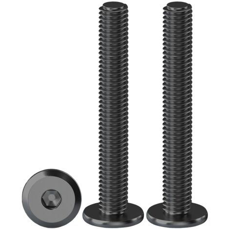 M6 x 50 mm Sechskant-Flachkopfschrauben – 20er-Packung, schwarze zylindrische Schrauben aus Edelstahl A2 V2A mit Innensechskant und Vollgewinde