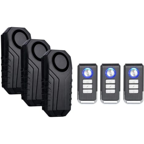 3er-Pack kabellose Fahrrad-Diebstahlalarmanlage mit Fernbedienung, 113 dB lauter Alarm, IP55 wasserdicht für Fahrräder, Motorräder und Roller