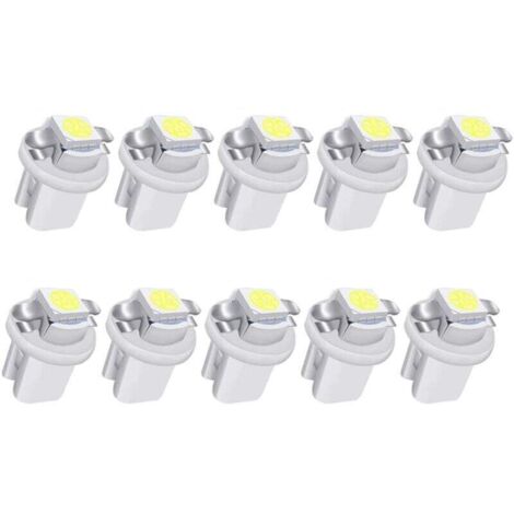 10 Stück weiße LED-Lampen T5 B8.5 für Armaturenbrettbeleuchtung (1-5050-SMD) für Tachometer, Instrumentenanzeige und Kombiinstrument im Auto