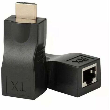 HDMI-Extender, HDMI-zu-RJ45-Netzwerkkabel-Verlängerungskonverter-Repeater, HDMI-zu-RJ45-Netzwerkkabel-Verlängerungsadapter-Repeater 30 m über Cat 5e/6 1080p bis zu 3 (1/4)