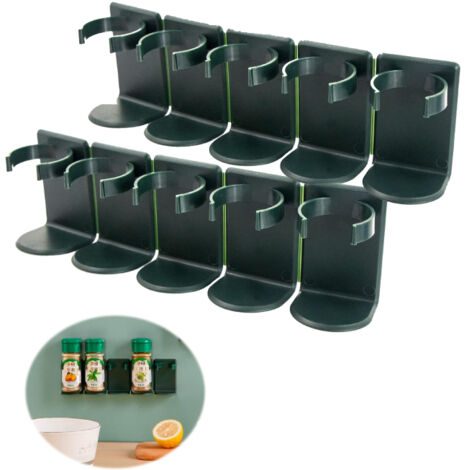 Küchenregalhalterungen für Gewürzregale – ohne Bohren, selbstklebende Gewürzgläser, Schrankeinsätze, Küchenorganizer, Wand-, Tür- und Wohnmobilbefestigung, 10er-Pack, abnehmbar