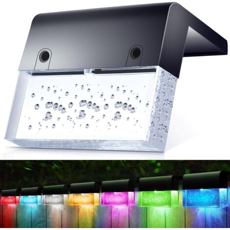 4er-Pack Solar-Zaunleuchten, 2 Beleuchtungsmodi, Außentreppenleuchten, Acryl-LED-Blasen, superhelle, wasserdichte Solarleuchten für Terrasse, Treppe, Zaun, Stufen, Pool, Gartendekoration (Warmweiß/7 F (1/5)
