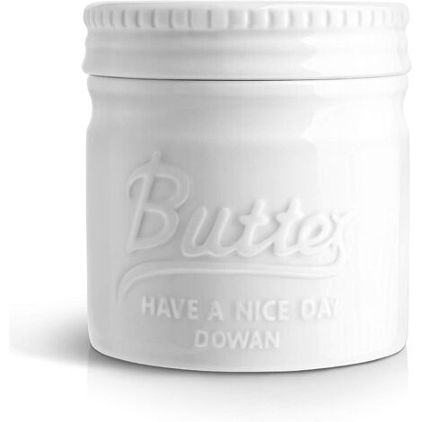 Butterdose aus Keramik, kreativer Butterbehälter mit Deckel, Butterdose, schlichtes Glas zur Aufbewahrung von Hüttenkäse, Butterdose im Mason-Jar-Stil, französische Butterdose mit geprägtem Deckel für