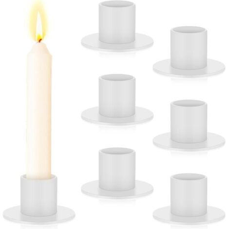 Metall-Kerzenhalter, 6er-Set, moderne Metall-Kerzenhalter, Kerzenständer, Kerzenhalter, für Tischdekorationen, Partys, Hochzeiten, Abendessen, Wohndekoration, Weiß
