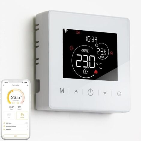 Intelligenter WLAN-Thermostat, batteriebetriebener Gasthermostat, 2-Draht-Thermostat, wöchentlich programmierbarer Raumthermostat, kompatibel mit Alexa und Google Home, Sprach- und Fernbedienungssteue (1/5)