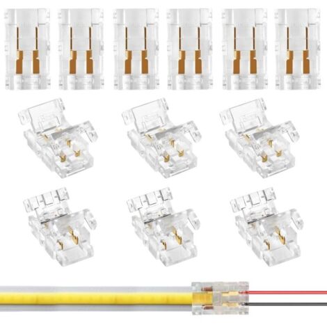 12 Stück Mini-COB-LED-Steckverbinder, 2-polig, 8 mm, lötfreier Steckverbinder zum Anschluss von 12V/24V-COB-LED-Drähten und -Streifen