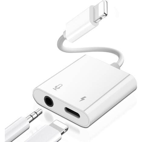 [MFi-zertifizierter 2-in-1 Lightning-auf-3,5-mm-Kopfhöreranschluss-Adapter für iPhone mit Ladeanschluss, kompatibel mit iPhone 14/13/12/11/XS/XR/8/7 – Premium HiFi AUX-Adapter] (1/5)