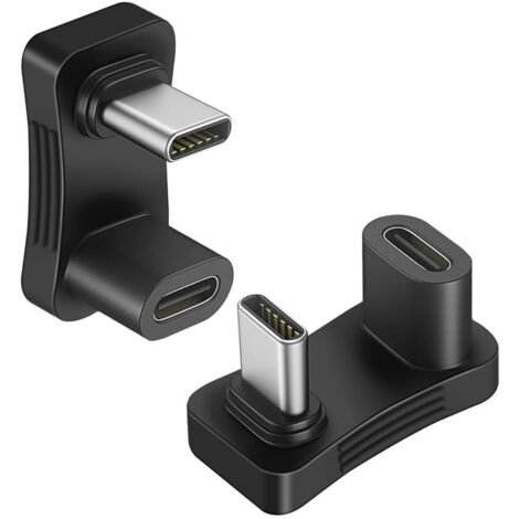 2er-Pack USB-C-auf-USB-C-Adapter (180°), U-förmiger Winkelstecker mit 100-W-PD-Schnellladefunktion, 10 Gbit/s Datenübertragung und 4K-Videoausgabe bei 60 Hz für Steam Deck, Switch und MacBook