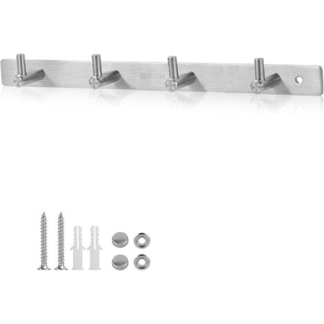 Wandgarderobe, Kleiderständer mit 4 Edelstahlhaken, Badezimmerhaken für Hüte, Schals, Regenschirme, Schlüssel, Garderobe für Schlafzimmer, Büro (1/5)