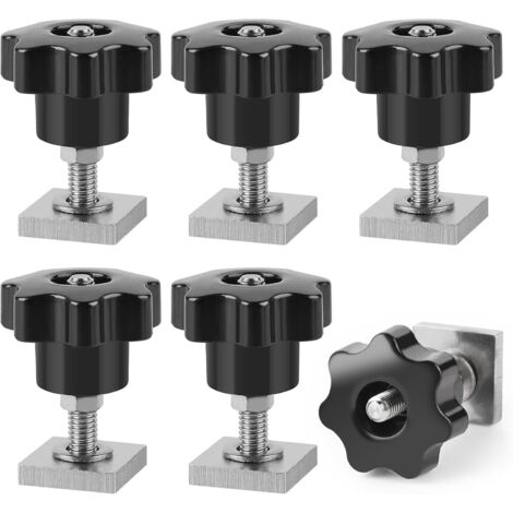 x M6-35 mm Edelstahl-T-Nut-Adapter, 2 x 2 x 0,4 cm, Gleitbolzen für Autodachträger, Fahrradträger, M6-Sternmutter (1/5)