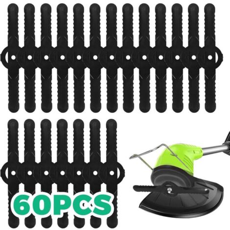 60 Ersatzklingen aus Kunststoff, 14 cm Kunststoff-Freischneiderklingen-Set, Rasentrimmerklingen, Ersatzklingen für kabellose Rasenkantenschneider (Schwarz) (1/5)