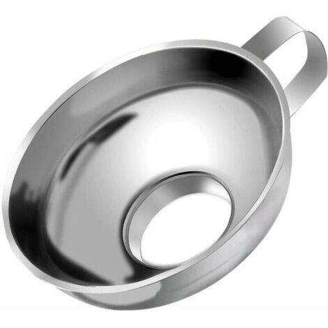 Einfülltrichter aus Edelstahl, breite Rillen, großer Durchmesser und Griff für große Gläser und Töpfe, zum Umfüllen von Flüssigkeiten, trockenen Zutaten und Pulvern, silberfarben (1/5)