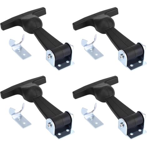 4x Elastische Gummihaubenhalterungen mit Schnellverschluss, T-Griffschlaufe, flexible Motorhaubenbefestigungen, flexible Metall-Gummizugriegel für Motorwagen (1/5)