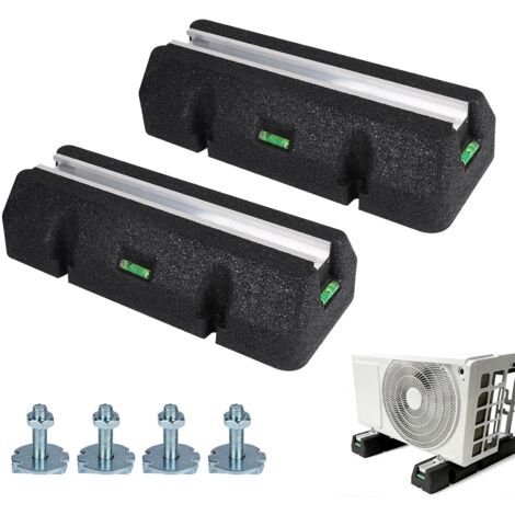 Vibrationsdämpfer für Wärmepumpen (400 mm) mit Wasserwaage, Bodenhalterung für Außengeräte, UV-beständige Gummifüße, max. Belastung 300 kg