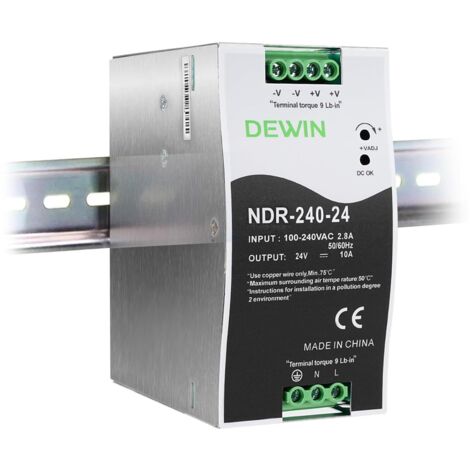 24V 10A 240W DIN-Schienen-Netzteil, DIN-Schienen-Netzteiltransformator, AC100-240V 2,8A Eingang, DC24V 10A Ausgang, NDR-240-24 Industrie-Schaltnetzteil (1/5)